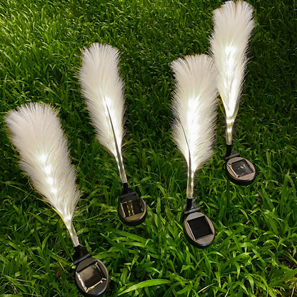 2PCS Creative Hairy Reed Decor LED Intelligent Modern Solar Lawn Lamp