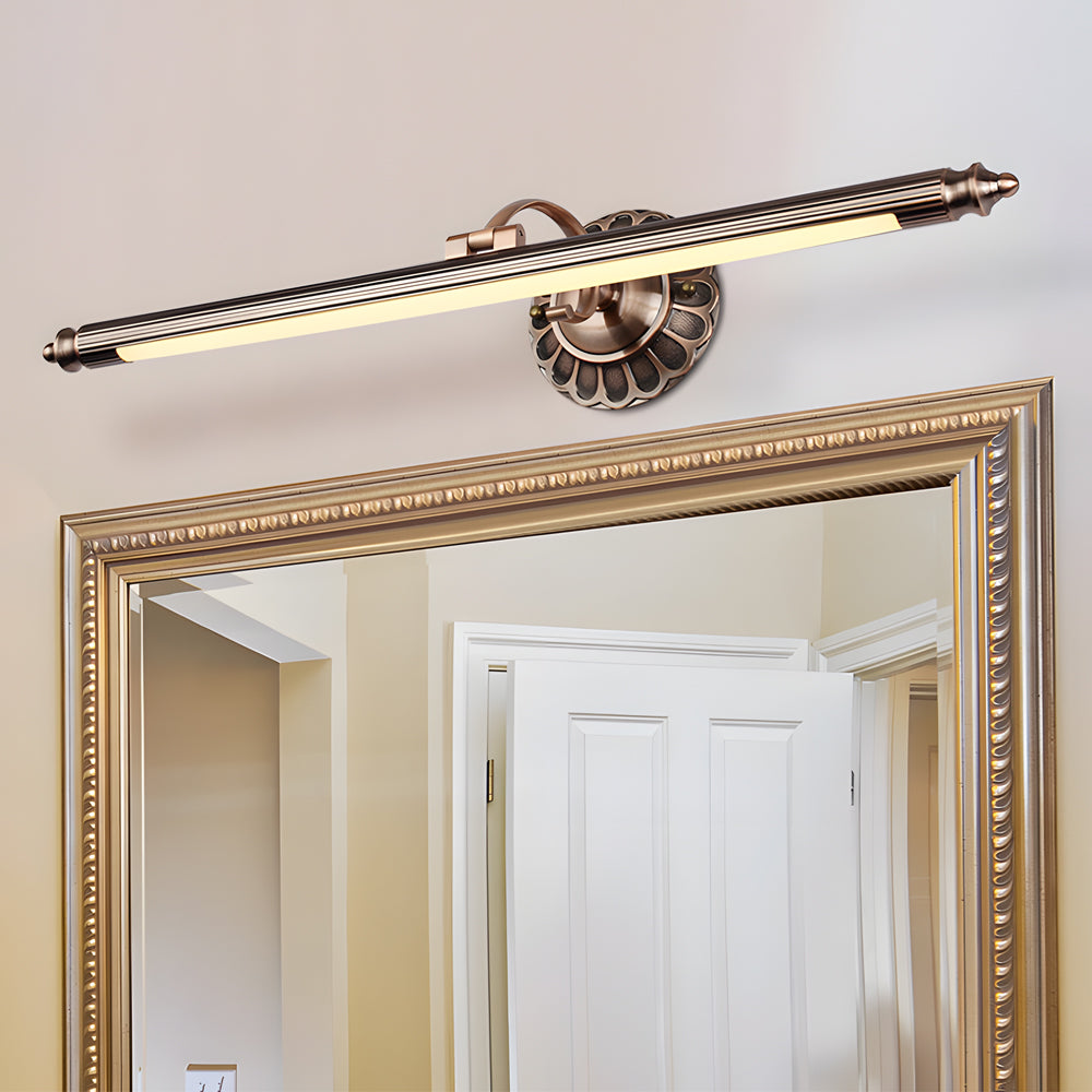 Retro Cylinder LED Bathroom Vanity Light with Flower Accents in Bronze Finish