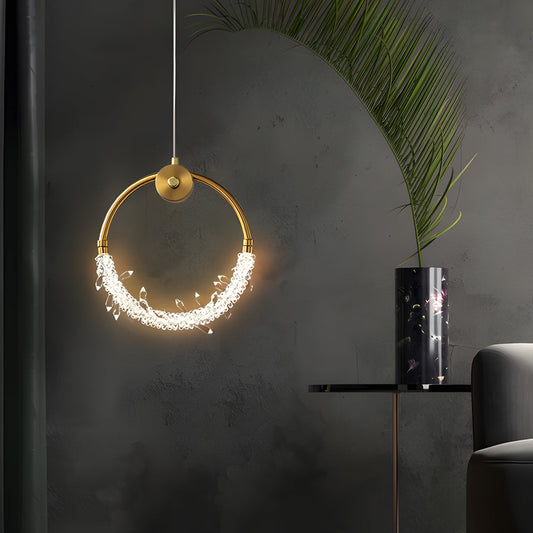 Dia 11'' Ring LED Crystal Small Bedside Pendant Lights