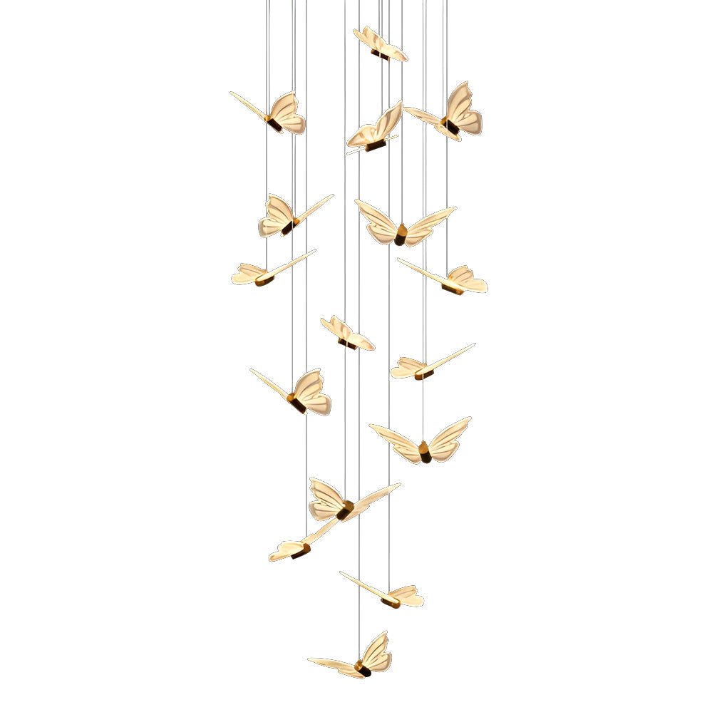 Small Butterflies Creative Three Step Dimming Modern Long Chandelier