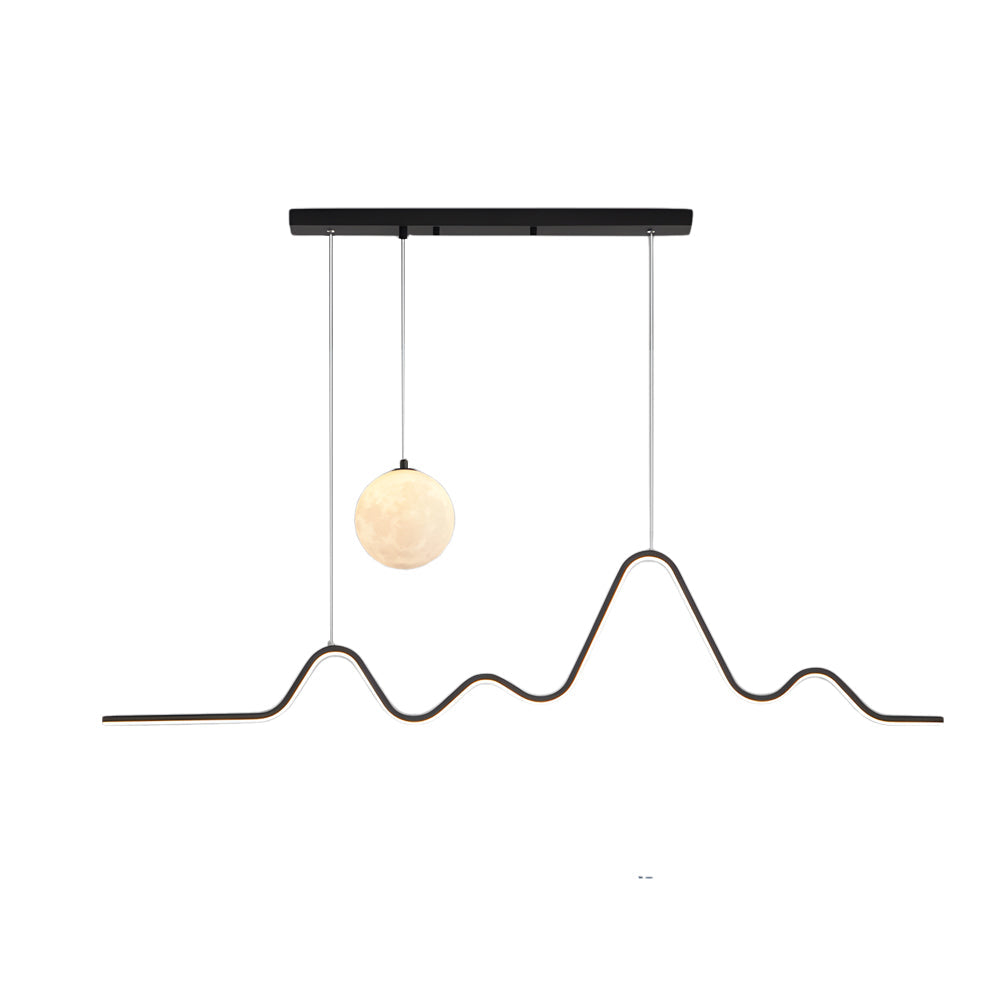 47.24'' Modern Wavy Linear Moon LED Kitchen Island Pendant Light