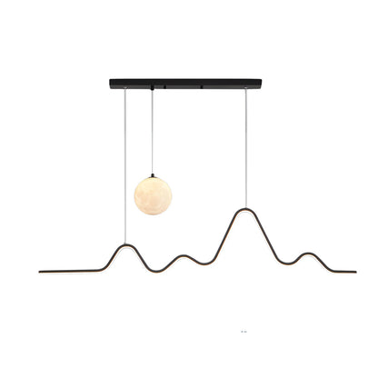 47.24'' Modern Wavy Linear Moon LED Kitchen Island Pendant Light