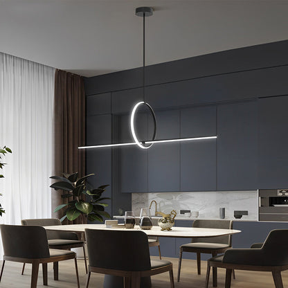 Long Strip Ring Three Step Dimming Modern Minimalist LED Chandelier