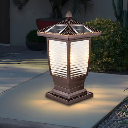 Retro Waterproof Glass Aluminum Brown Modern Solar Fence Post Lights