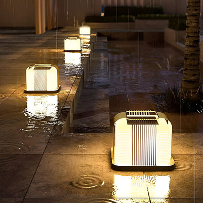 Square Creative LED Waterproof PE Shade Modern Solar Fence Post Lights