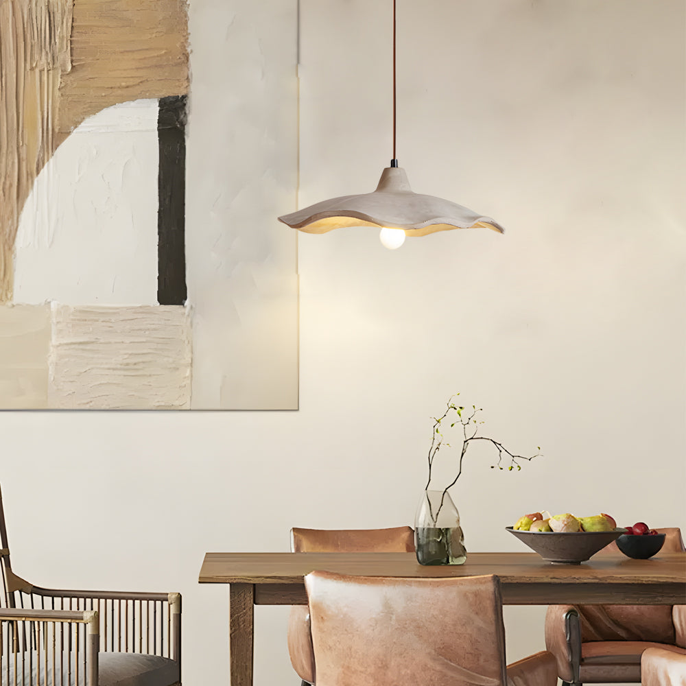 Japanese 1-Light Cement Wavy Pendant