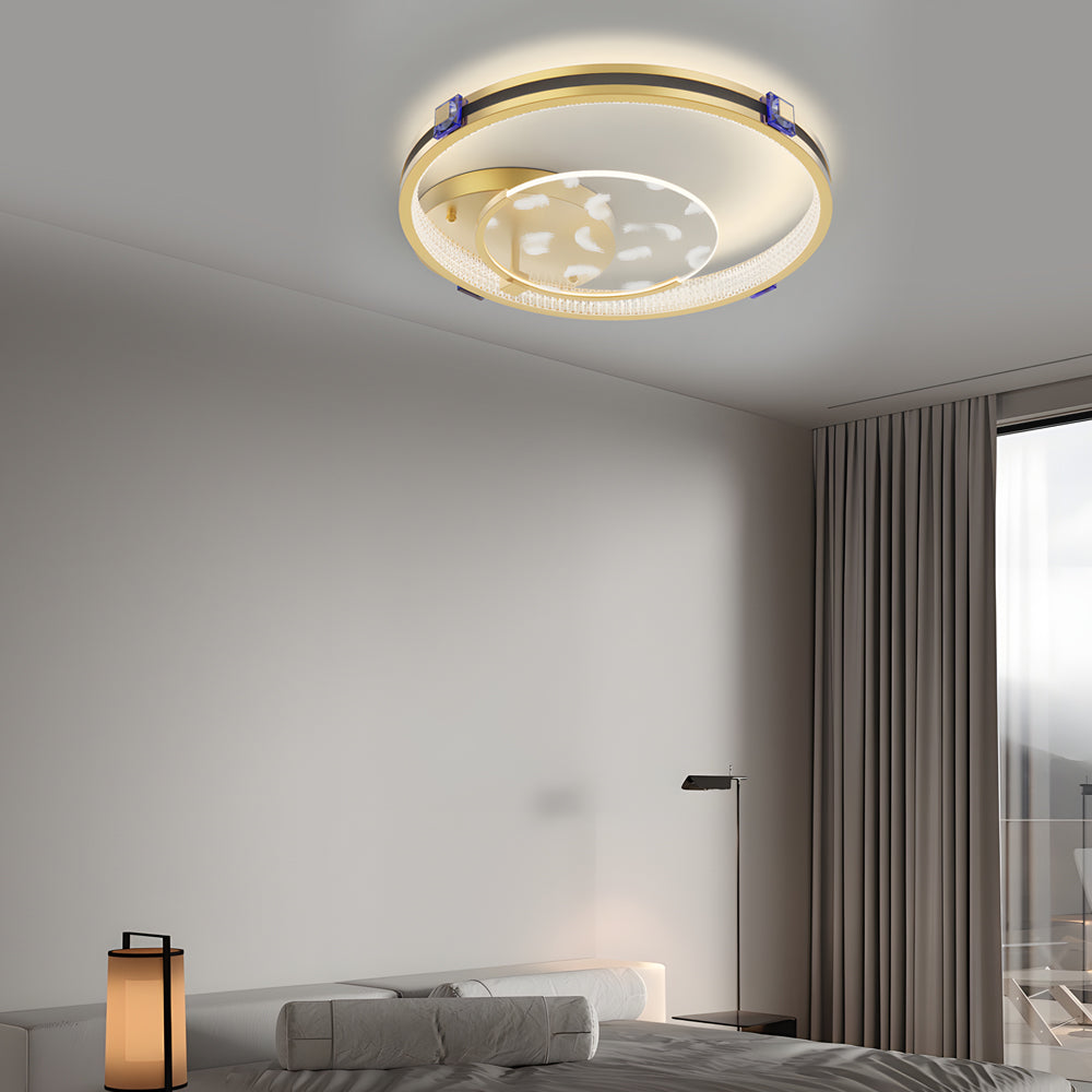 Round Acrylic Feathers Three Step Dimming LED Modern Ceiling Light Fixture