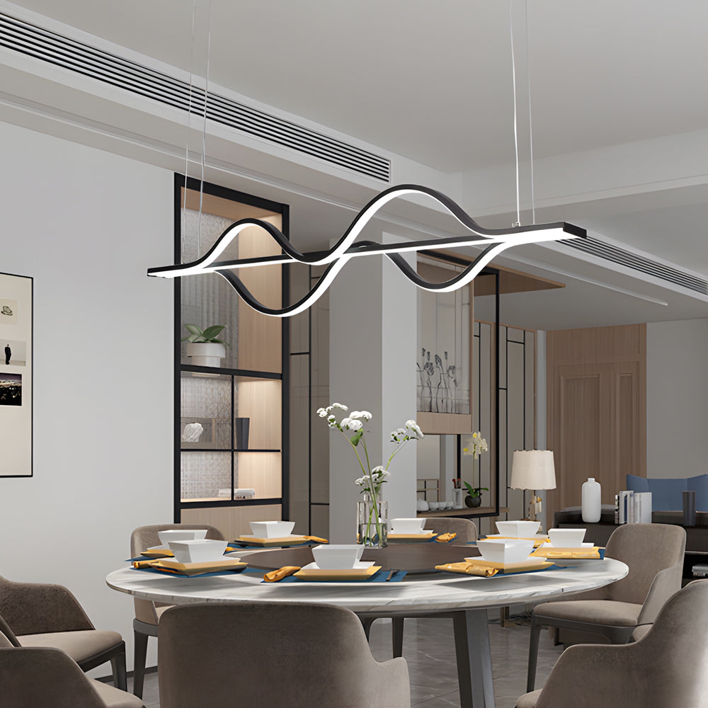 Simple Long Waves Lines 3 Step Dimming Modern Dining Room Chandeliers