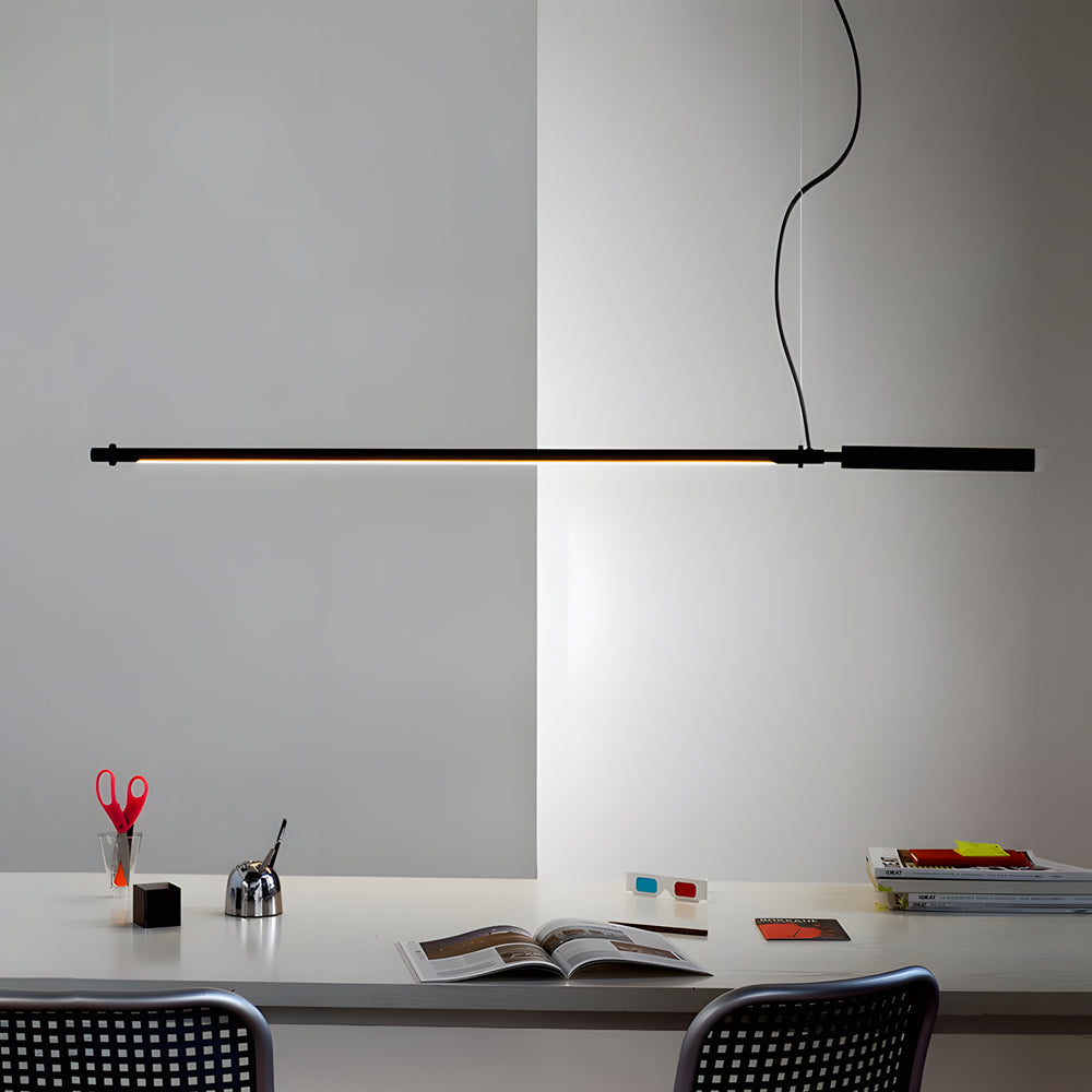 47.2-in Minimalist Black Acrylic Linear LED Pendant Light