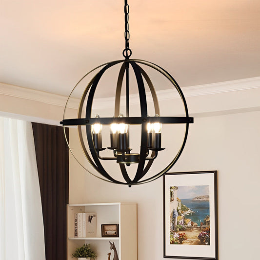 Creative Iron Round Lantern Design Industrial Style Chandelier Pendant Lights