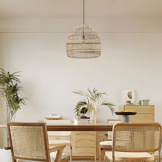 15.7-/19.7-Inch W Rattan Woven Dome Pendant Light