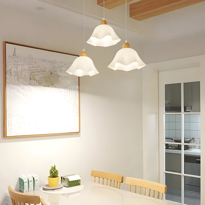 Acrylic Flower Creative Elegant Wood White Nordic Pendant Lights Chandelier