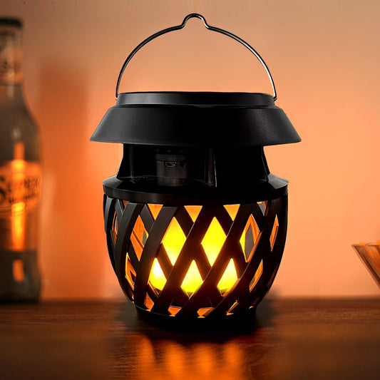 Portable USB Rechargeable LED Flickering Flame Solar Outdoor Lanterns