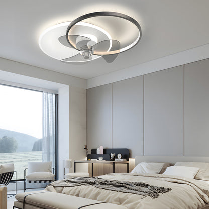 Round Mute Three Step Dimming LED Silent Modern Ceiling Fan and Light