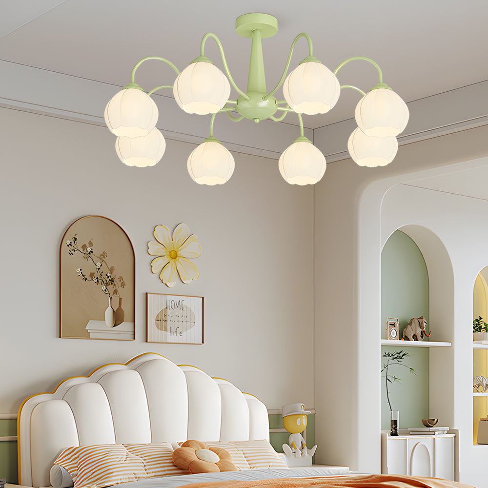 8 Round Flowers Bell Orchid Three Step Dimming Modern Ceiling Lights Fixture