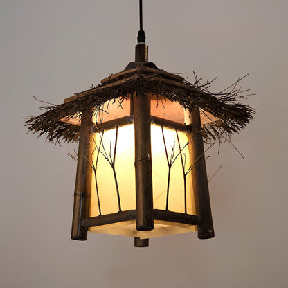 Rustic Bamboo Design Waterproof Farmhouse Lawn Lights Chandelier Path Lights