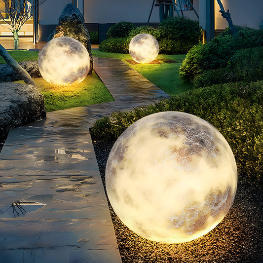 Waterproof Glass Luminous Moon Lunar Art Decor Modern Ground Lawn Lamp