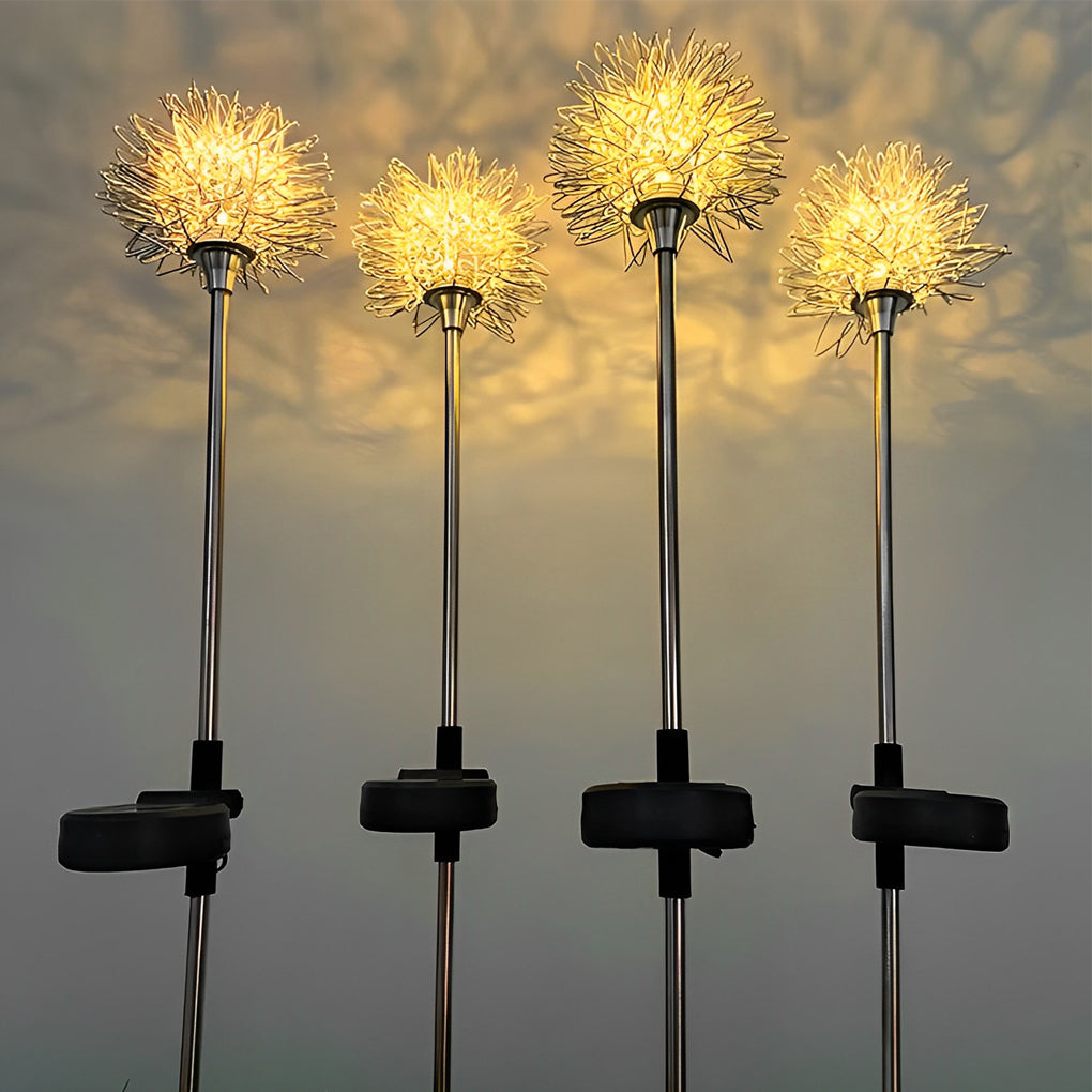 2PCS Aluminum Dandelions Flowers Decor Waterproof LED Solar Lawn Light