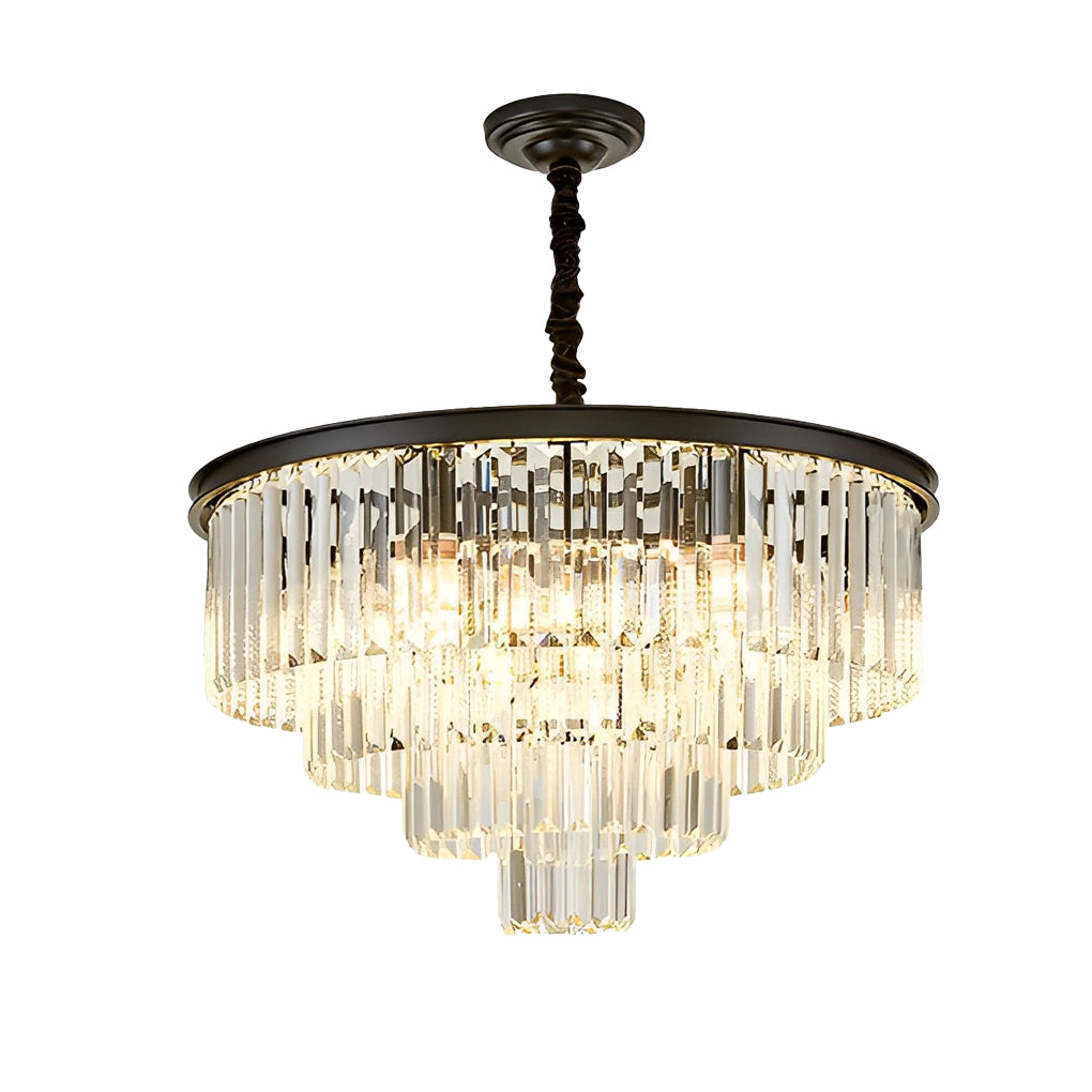 4 Layers Crystal Round Luxury Three Step Dimming Modern Chandelier