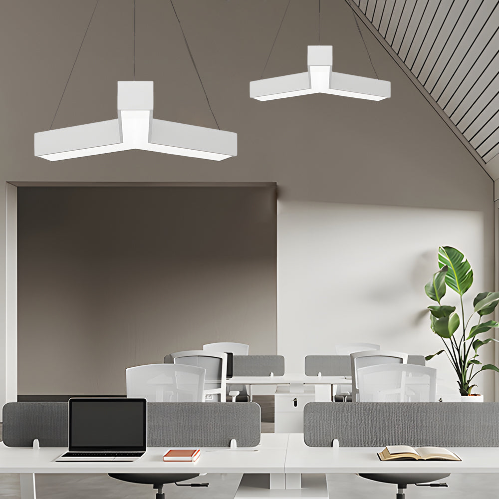 4 Pcs Modern Seamless Y-Shaped Linear LED Office Pendant Lights