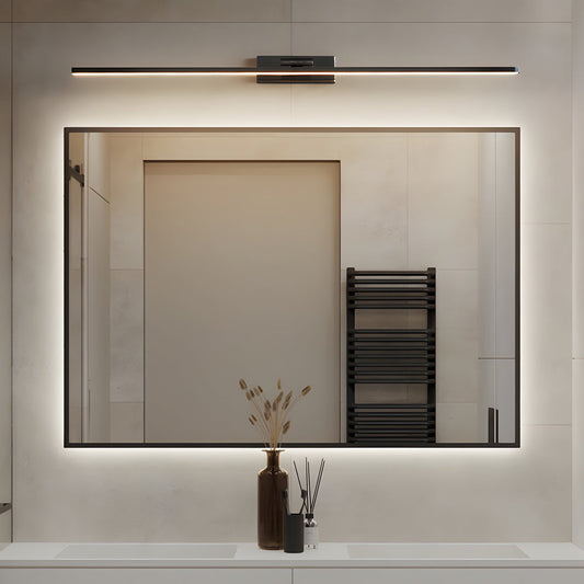 Modern Copper Adjustable LED Bathroom Vanity Light with Rotatable Rod and Linear Acrylic Shade