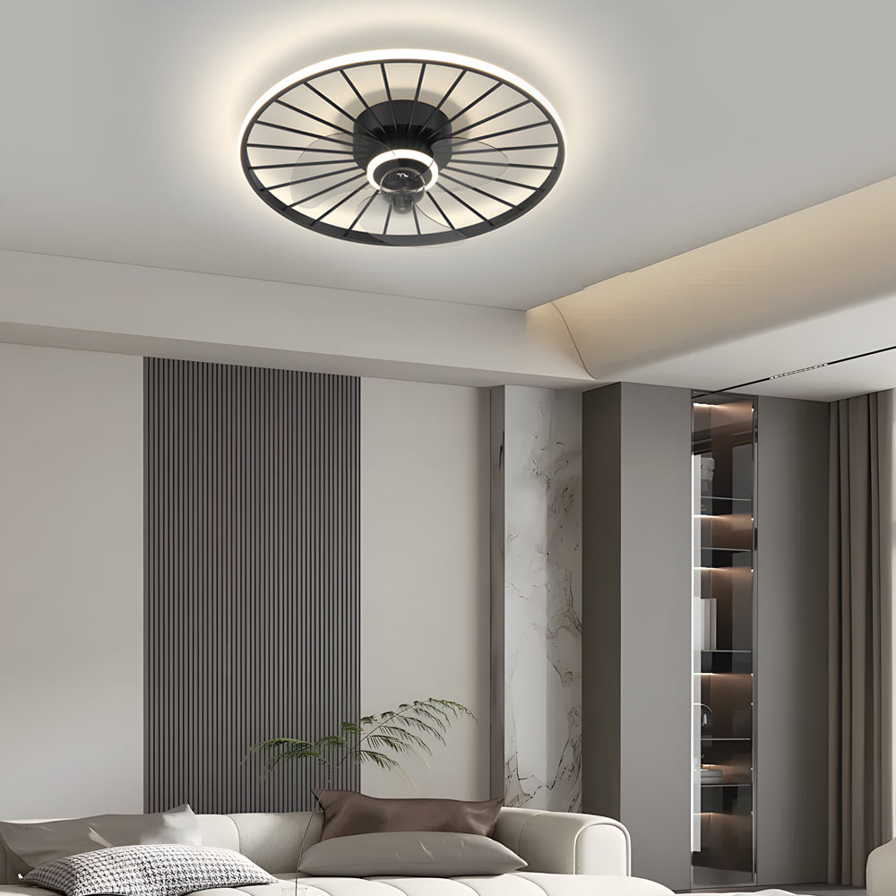 Round Silent Mute Three Step Dimming Nordic Modern Ceiling Fan and Light