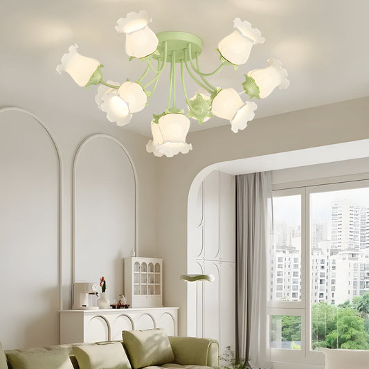 10 White Flowers 3 Step Dimming Creative Modern Ceiling Light Fixture