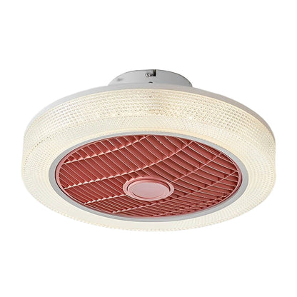 Round Dimmable LED Warm Air Mute Modern Bladeless Ceiling Fans Lights