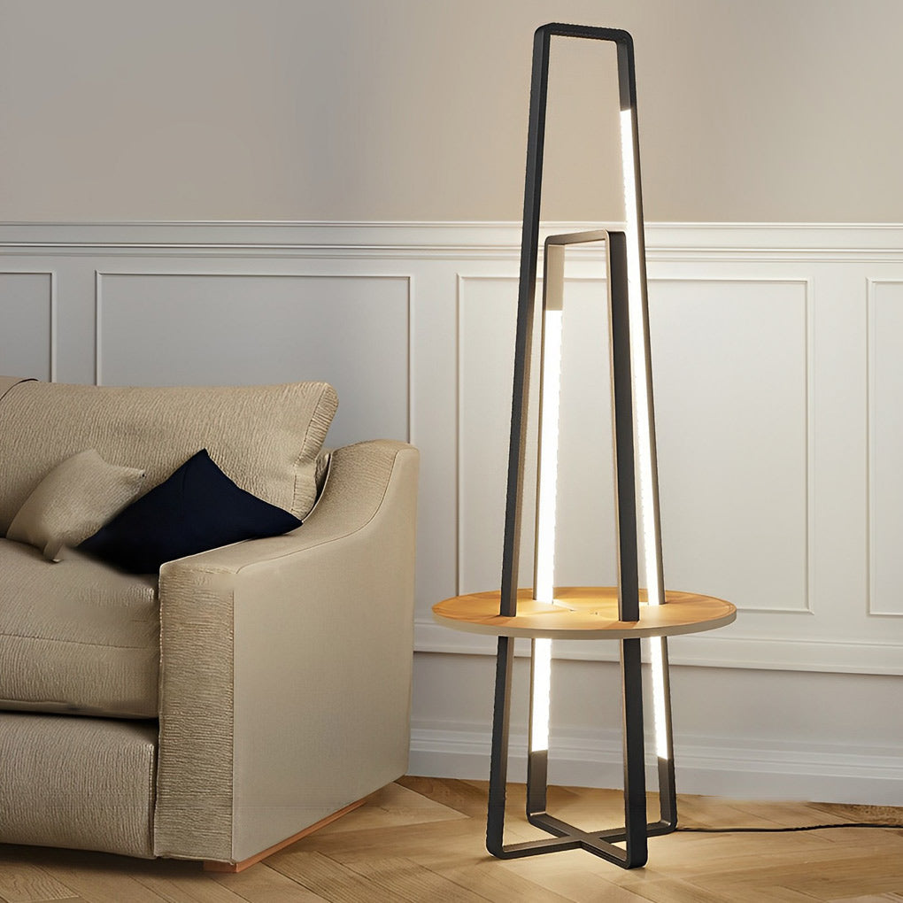 Modern 63 inch Metal, LED and Tray Floor Lamp for Living Room