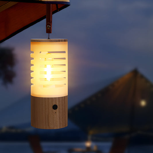 Portable Wood USB Rechargeable LED Camping Lantern