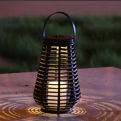 Waterproof PVC Weaving Rattan LED Black Modern Portable Solar Lanterns