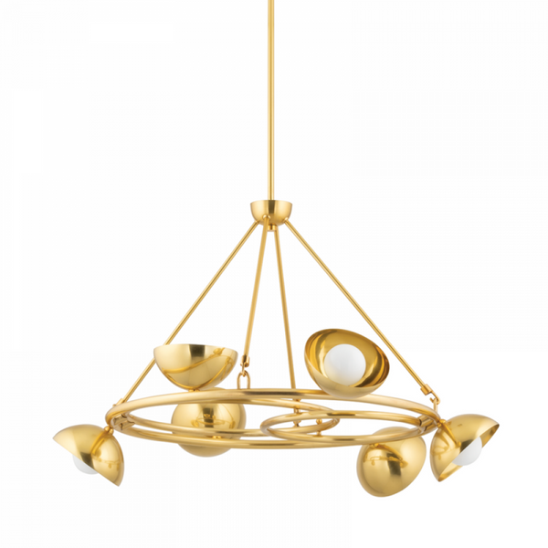 Chandelier, 6-Light, Brass, 34"Dia (403-06-VB 93GW)