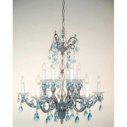 Millenium Silver Twelve-Light Chandelier with Sapphire Crystal Accents