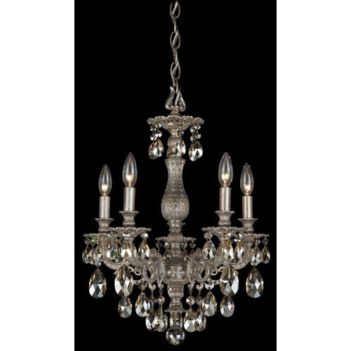 Pewter Five-Light Golden Shadow Swarovski Elements Chandelier, 16W x 21.5H x 16D