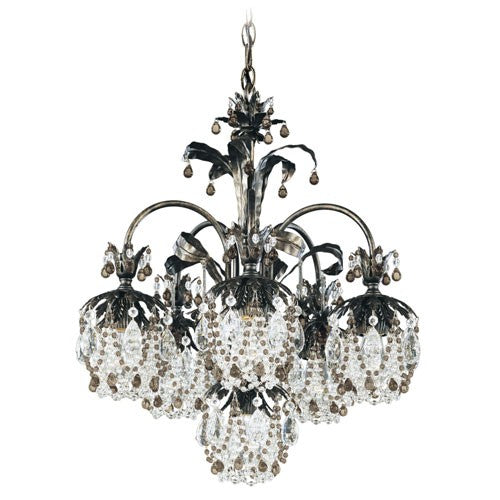 Six-Light Smoke Vintage Crystal Chandelier, 21W x 24H x 21D