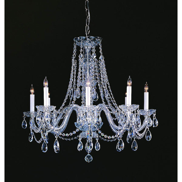 Group Traditional Crystal Swarovski Strass Crystal Polished Chrome Eight-Light Chandelier