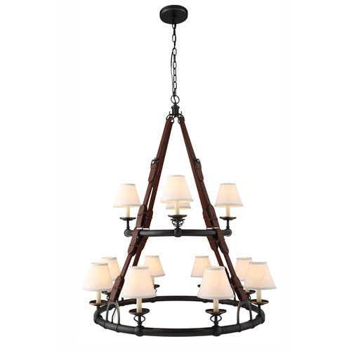 Cascade Bronze Twelve-Light Chandelier