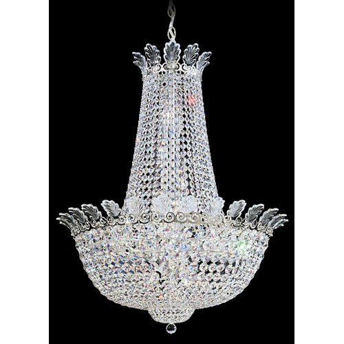 Roman Empire Polished Silver 21-Light Clear Spectra Crystal Pendant, 26W x 31H x 26D