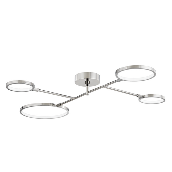 Flush Mount, 4-Light, LED, Nickel, 34"W (4104-PN A8ECY)