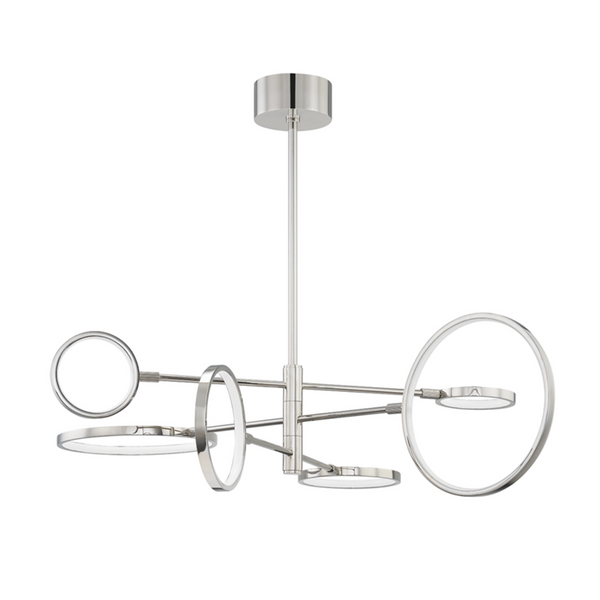 Chandelier, 6-Light, LED, Polished Nickel, Matte White Shade, 44.5"W (4106-PN A8ED1)