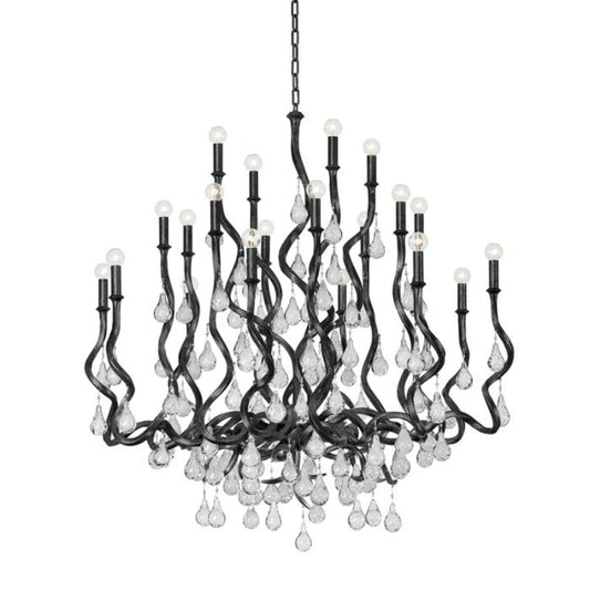 Aveline 20-Light Chandelier in Black Silver Leaf