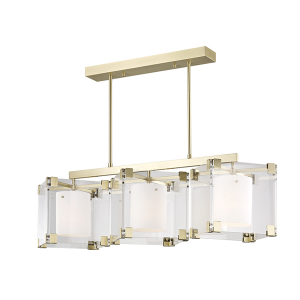 Linear Chandelier, 3-Light, Aged Brass, 53.75"W (4154-AGB A2JVG)