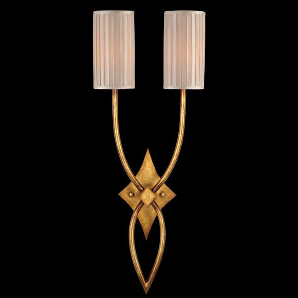 Wall Sconce, 2-Light, Dore Gold, Hand-Tailored Smooth Ivory Shade, 31"H (418850ST 69QG)