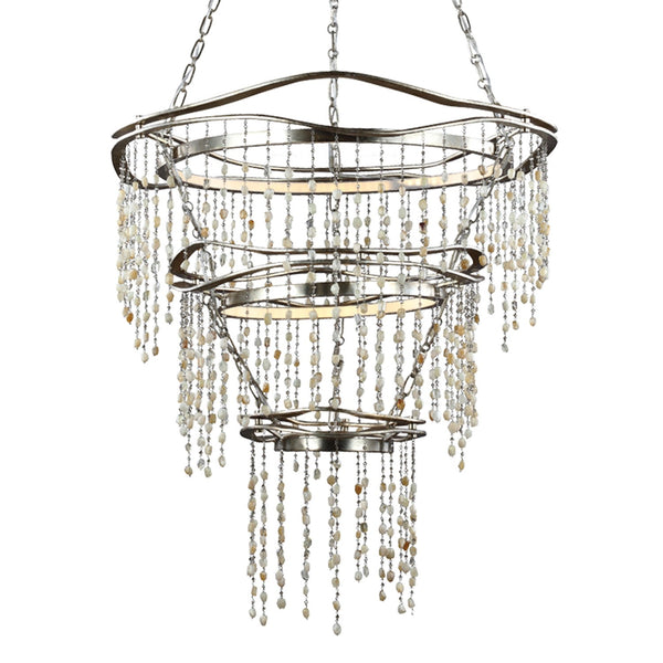 Silver Leaf Antique Three-Light LED Chandelier