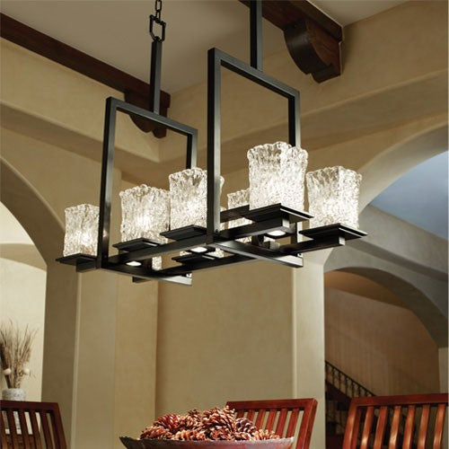 Group Veneto Luce Montana 8-Up and Three-Downlight Matte Black Bridge Chandelier