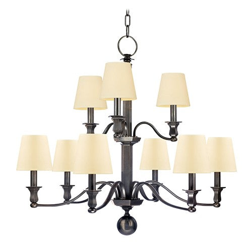 Nine-Light Chandelier with Cream Shade