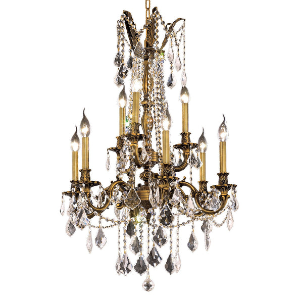 Rosalia Antique Bronze Nine-Light 23-Inch Chandelier with Royal Cut Clear Crystal