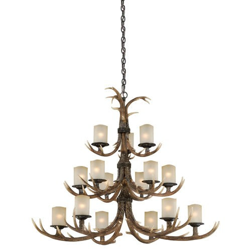 Yoho Black Walnut 15-Light Chandelier with Creme Cognac Glass