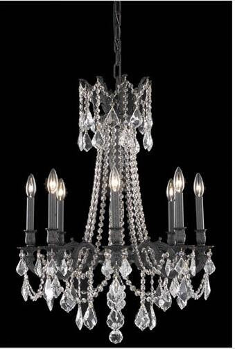 Bronze Eight-Light Chandelier with Clear Royal Cut Crystals