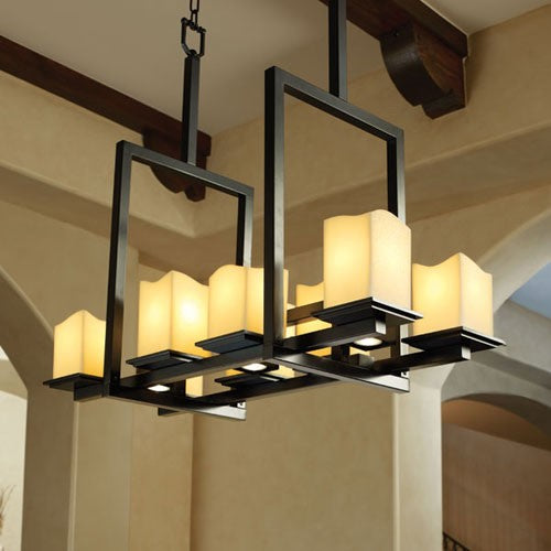 CandleAria Montana 8-Up and Three-Downlight Matte Black Bridge Chandelier